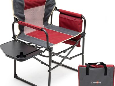 SUNNYFEEL Camping Directors Chair with Side Table