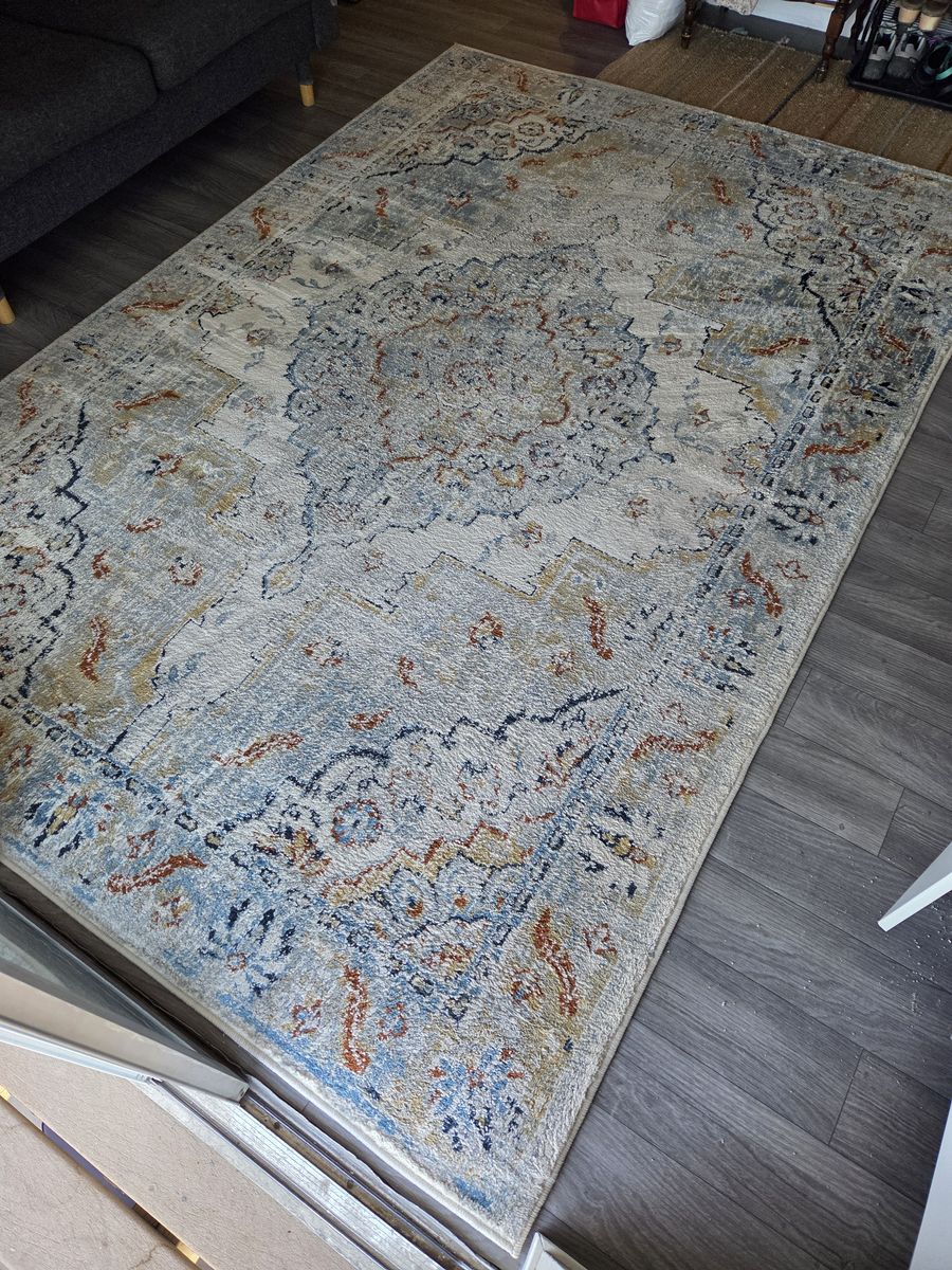 Area rug 9'10" x 6'7" stain resistant with rug pad