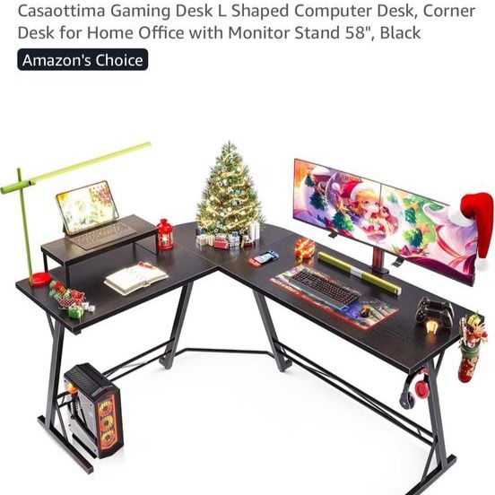 L-Shaped Corner Computer Desk with Metal Legs - Black, Space-Saving Workstation