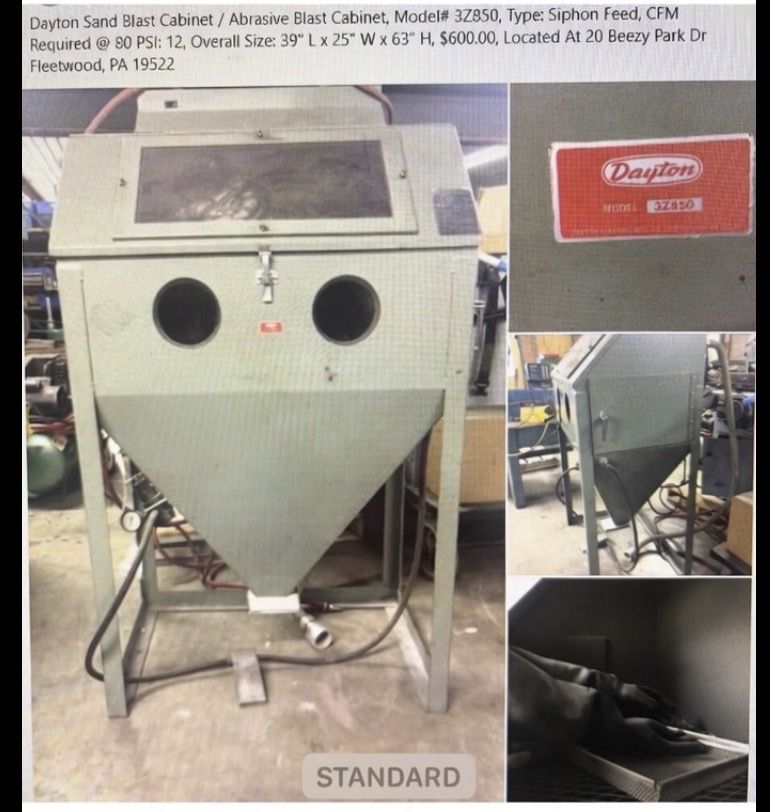 Dayton Sand Blast Cabinet Model 3Z850 Siphon Feed Abrasive Blaster