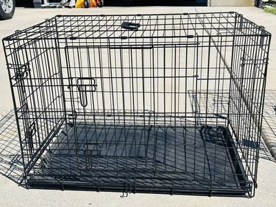 Large Wire Dog Crate Metal Pet Cage with Removable Plastic Tray