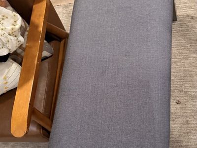 Gray Upholstered Dining Bench - Modern Minimalist Style, Excellent Condition
