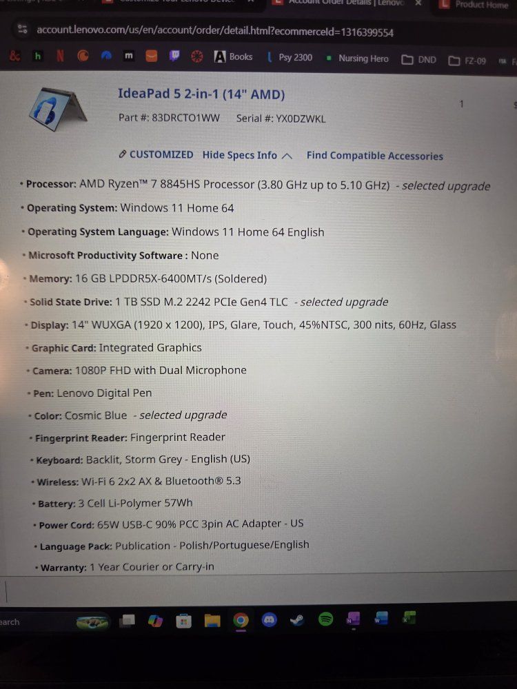 Lenovo IdeaPad 5 2-in-1 14" Laptop, Ryzen 7 8845HS, 16GB RAM, 1TB SSD, Windows 11 Home