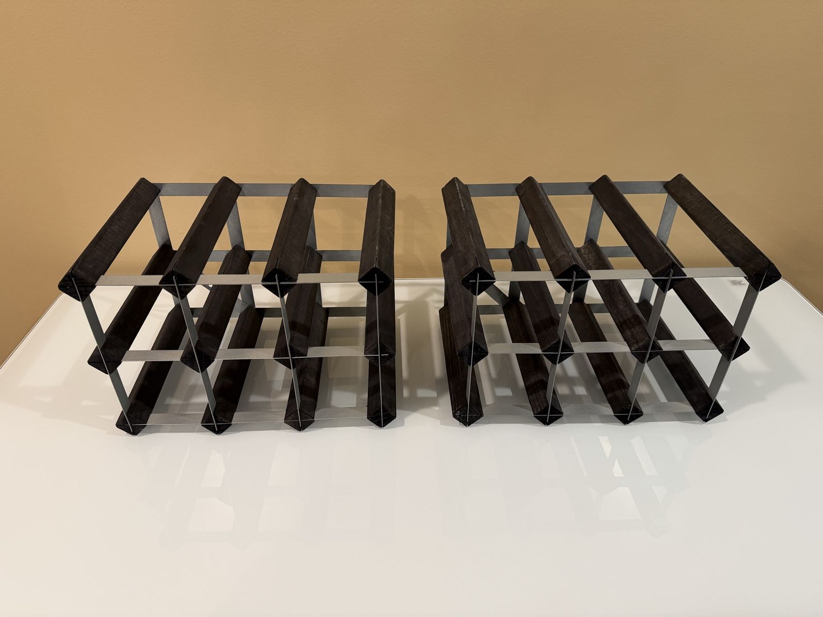 Wooden & Metal Wine Rack - Bottle Storage Display (Set of 2 $30)