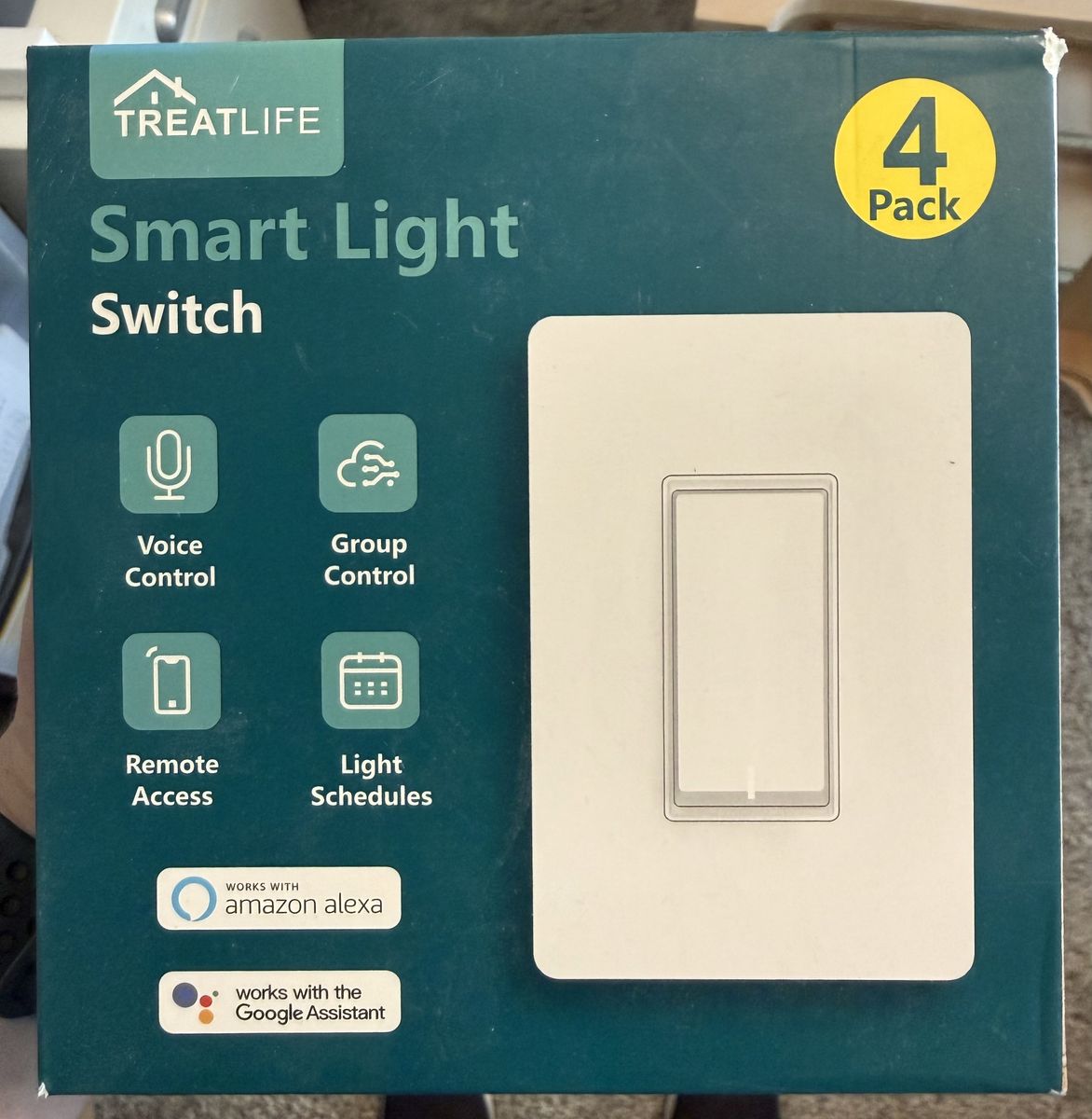 4-Pack Smart WiFi Light Switches (Alexa & Google)