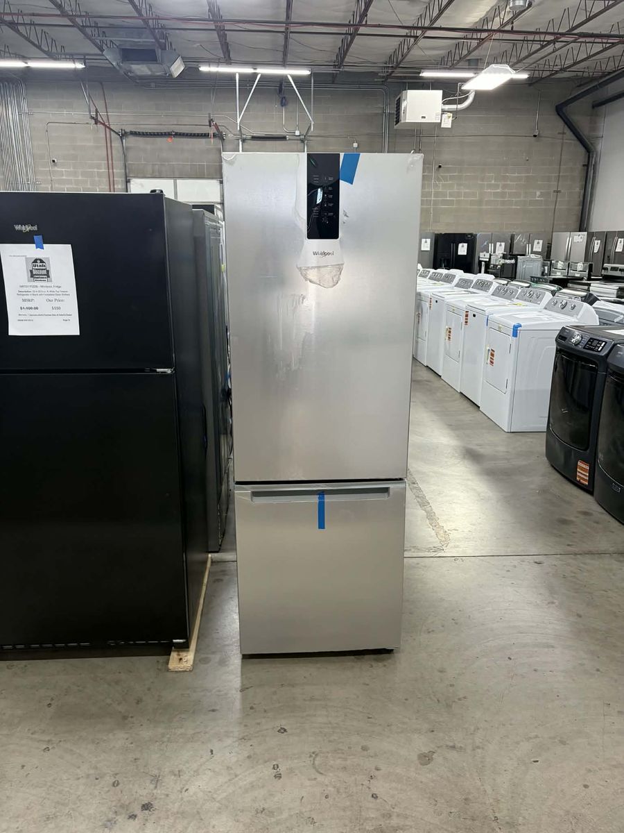 NEW WHIRLPOOL 24 INCH STAINLESS BOTTOM FREEZER FRIDGE