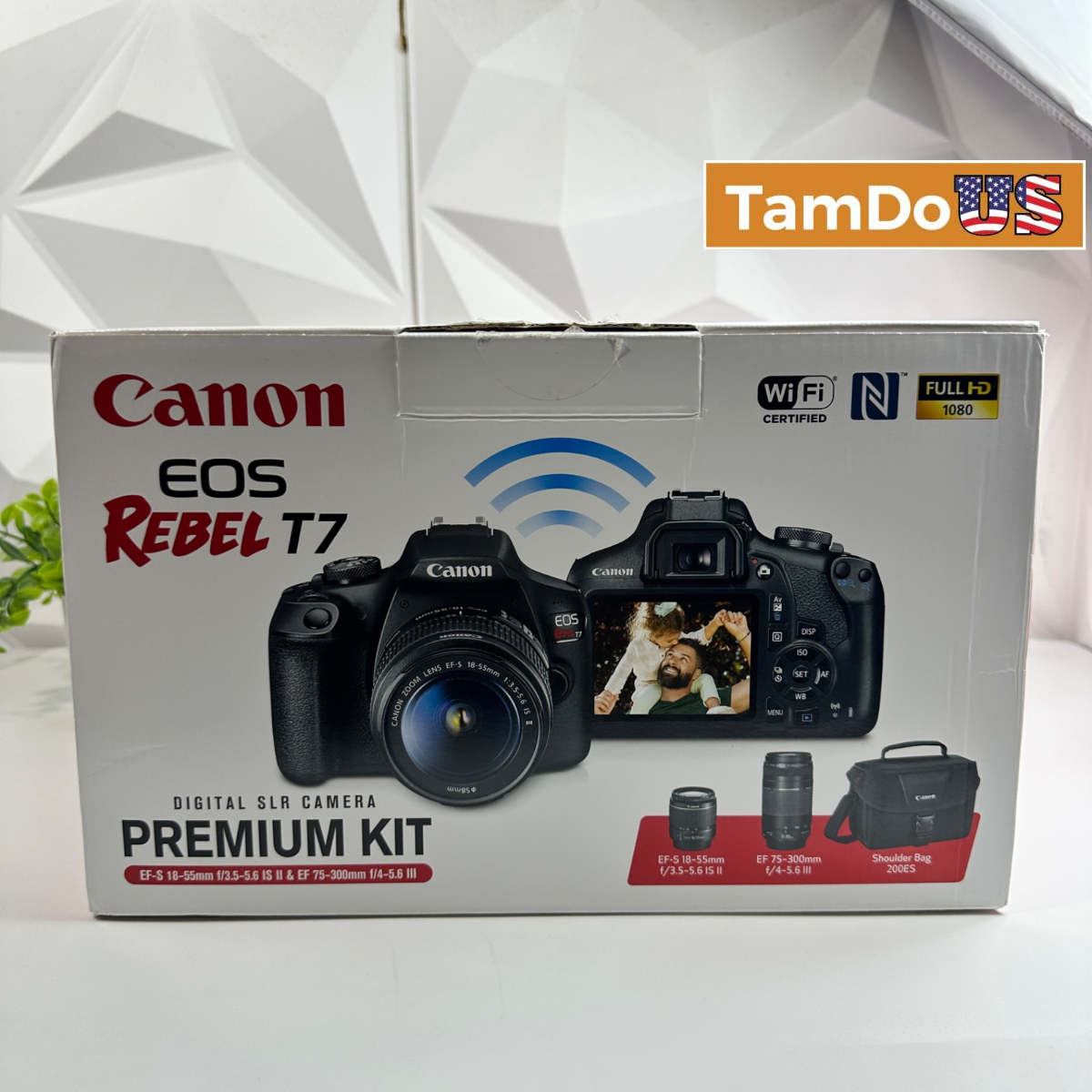 Canon EOS Rebel T7 Premium Kit DSLR Camera 18-55mm IS II & 75-300mm Lenses Bag