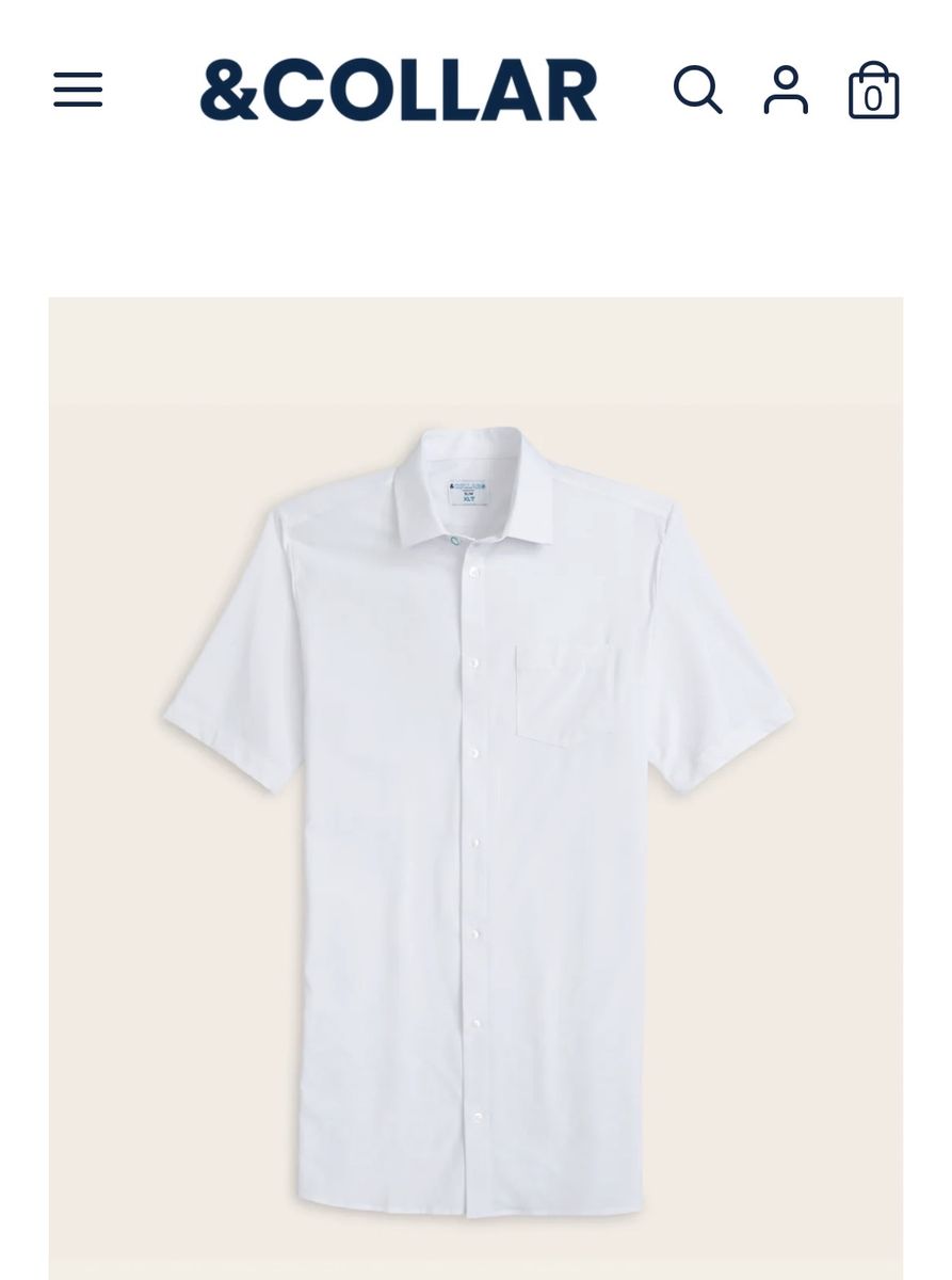 &Collar White Short Sleeve Dress Shirt Bundle Slim Fit Size XLT (3 Pack) and collar NEW Missionary