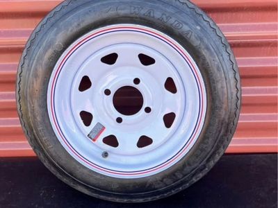 New Wanda ST 4.80-12 Spare Trailer Tire Mounted on New White Spoke Wheel 5 on 4.5