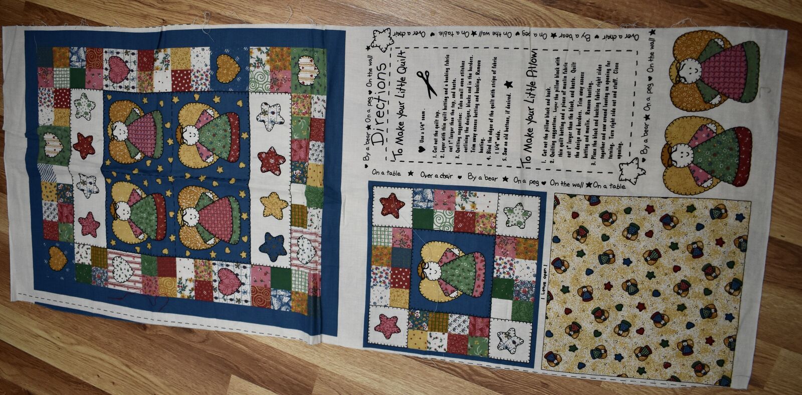 Fabric Panel With A Little Doll Quilt And A Little Doll Pillow With Instructions For You To Sew