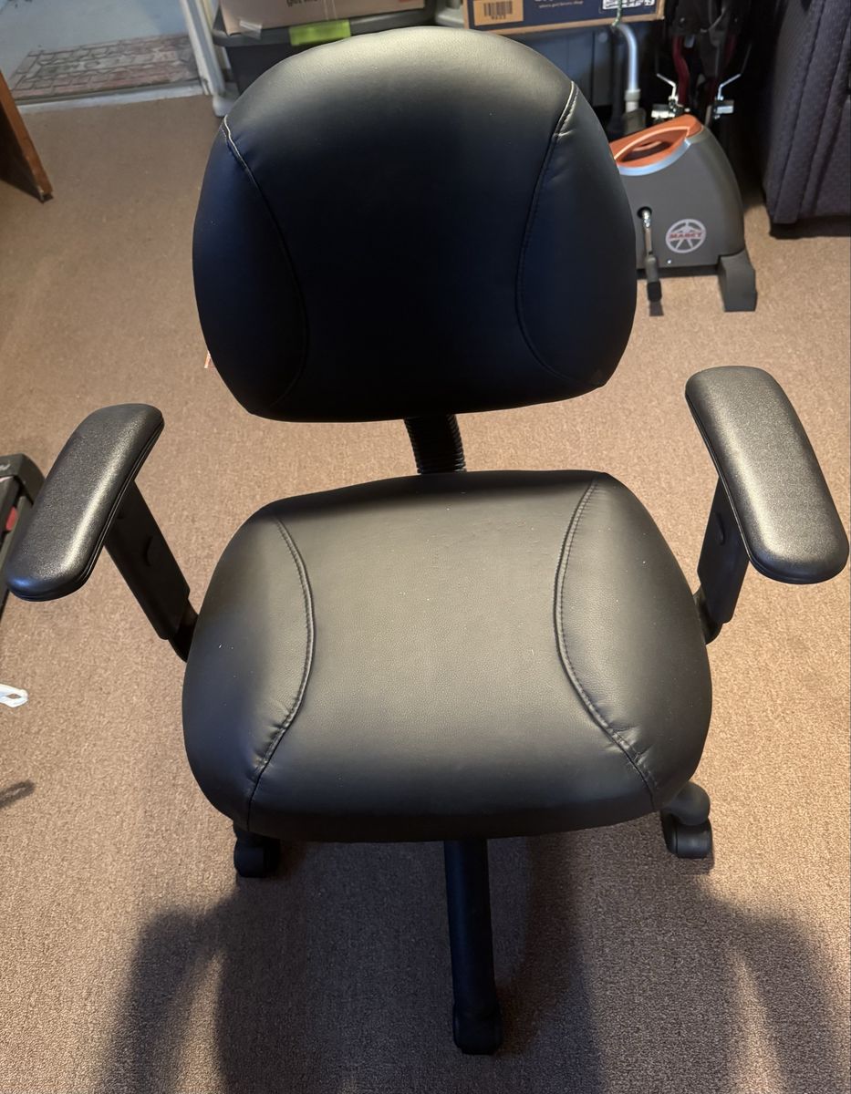 Black Office Desk Chair with Adjustable Armrests and Rolling Base