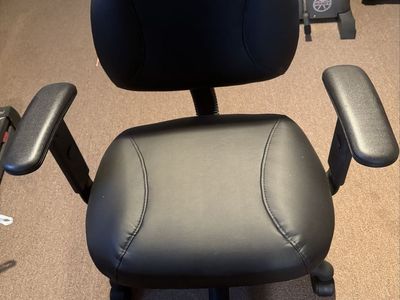 Black Office Desk Chair with Adjustable Armrests and Rolling Base