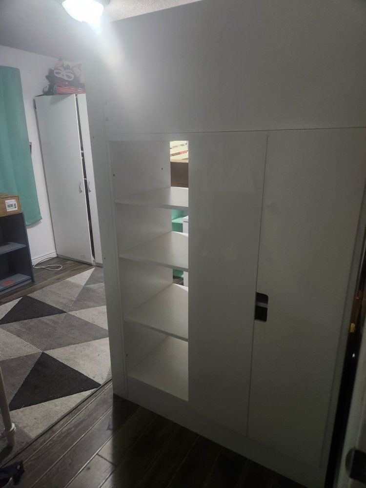 SMÅSTAD ikea White Loft Bed with Integrated Desk, Shelves, and Ladder