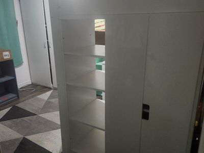 SMÅSTAD ikea White Loft Bed with Integrated Desk, Shelves, and Ladder