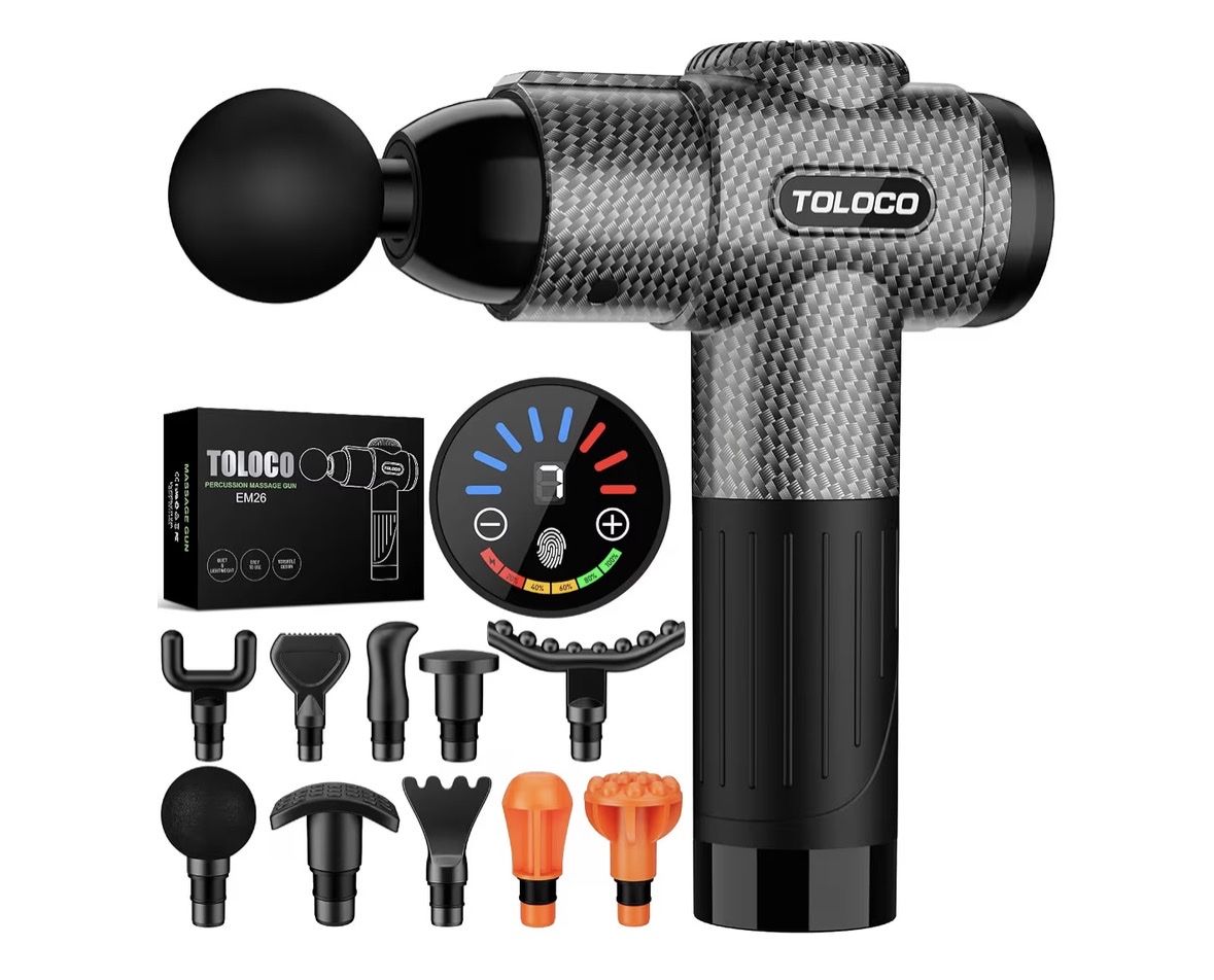 Massage Gun with 10 Attachments and Charger - Electronics - Sports Equipment