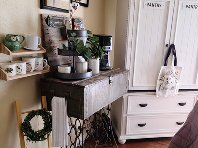 Solid wood farmhouse armoire/pantry cabinet