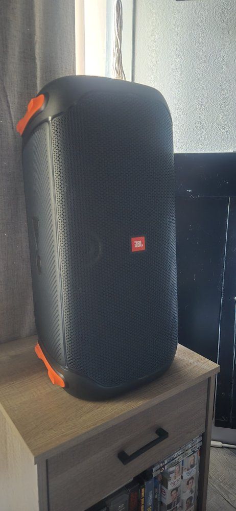 JBL PartyBox 100 Portable Bluetooth Speaker with Bass Boost, Light Show, and Mic/Guitar Inputs