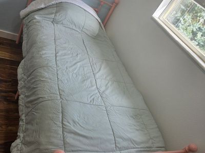 Pink Metal Twin Bed Frame with Headboard and Footboard