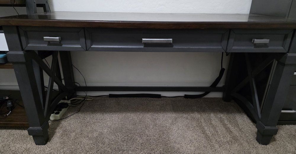 Desk With Two Drawers and Keyboard Tray