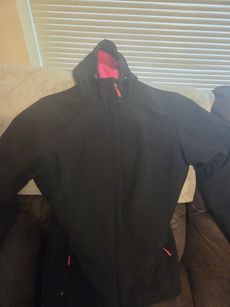 Women's Black Softshell Jacket with Pink Accent Size Medium