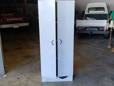 Used White Metal Storage Cabinet / Locker with Shelves - Industrial Garage Organizer