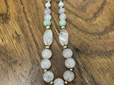 Necklace-Vintage-Rose Quarts - Excellent Condition