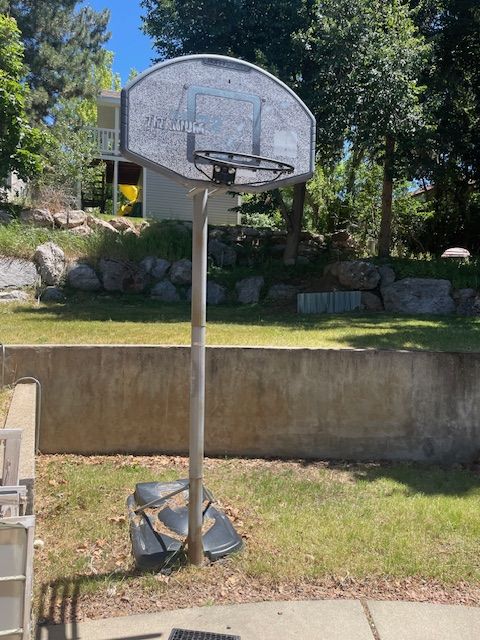 Free Portable Basketball Hoop System - Adjustable Height, Weather-Resistant Backboard, needs net