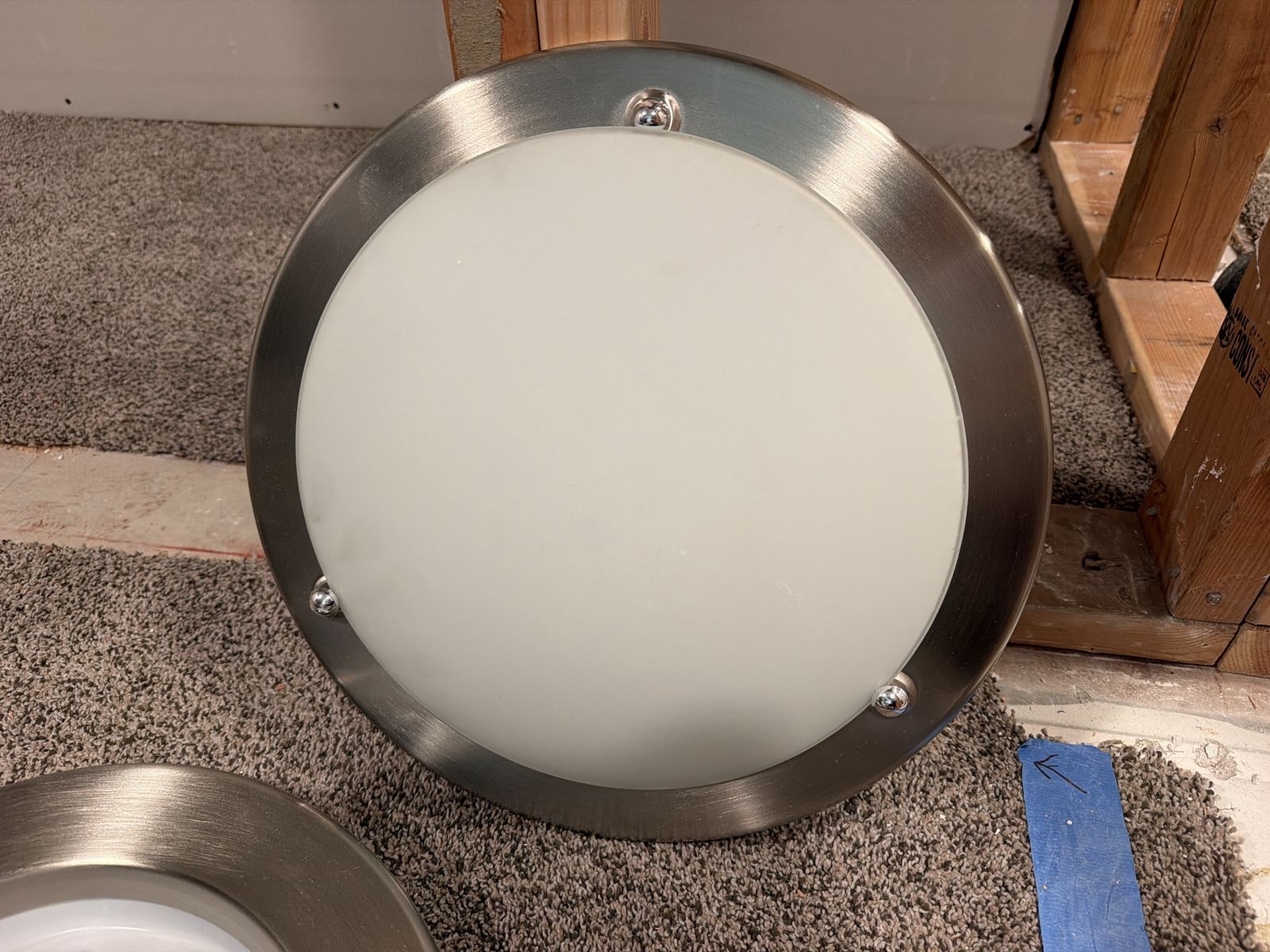 Set of 3 Brushed Nickel Flush Mount Ceiling Light Fixtures with Frosted Glass Shade