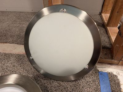 Set of 3 Brushed Nickel Flush Mount Ceiling Light Fixtures with Frosted Glass Shade
