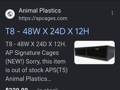 Animal Plastics T8 AP Signature Cage Terrarium 48"W x 24"D x 12"H - Black