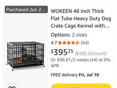 WOKEEN 48" Heavy Duty Dog Crate Cage Kennel - Thick Flat Tube Design