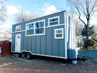 Blue Tiny Home- Seller Financing, Moveable and Delivery Help
