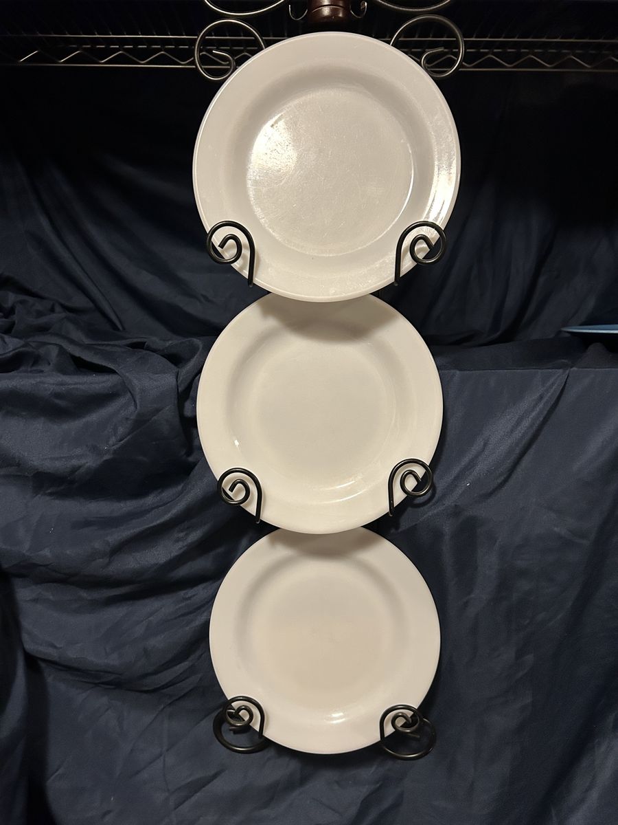Set of 7 Vintage Corning Crown White Milk Glass Plates Made in the USA