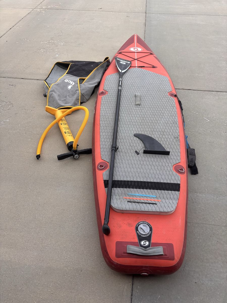 Solstice Inflatable Stand-Up Paddleboard 10'- Red w/ Pump & Carry Bag
