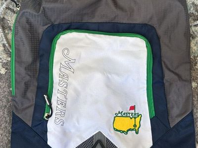 Masters Golf Tournament Drawstring Shoe Bag, Navy/Gray/White with Green Accents