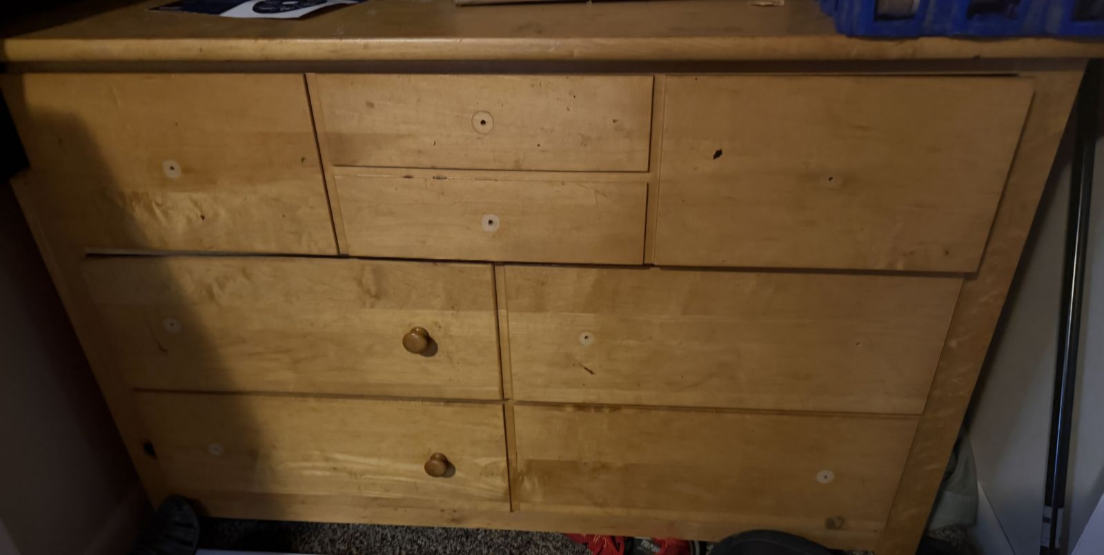 Wooden Multi-Drawer Dresser Natural Finish Storage Chest