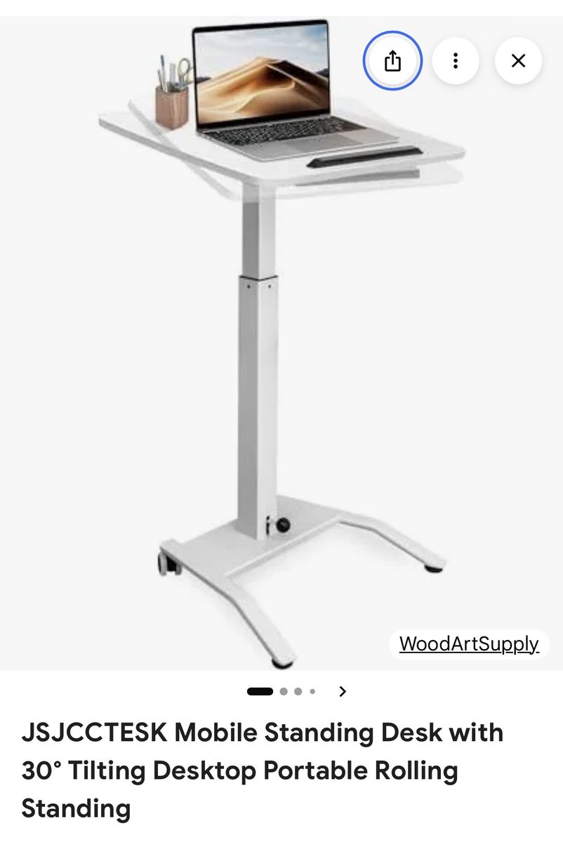 JSJCCTESK Rolling Laptop Desk Adjustable Height Mobile Workstation Cart Black