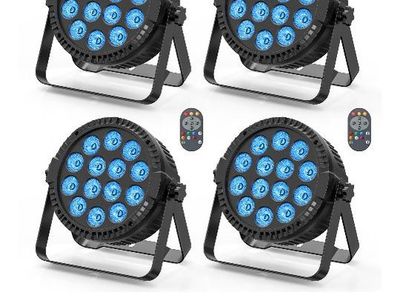 4-Pack 80W RGBW LED Par Stage Lights with Wireless Remotes DMX Control
