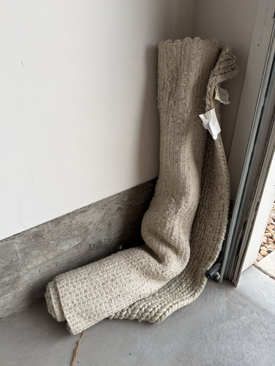 Rolled Area Rug - Textured Neutral Cream/Tan Floor Covering, Good Condition