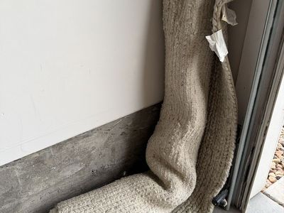 Rolled Area Rug - Textured Neutral Cream/Tan Floor Covering, Good Condition