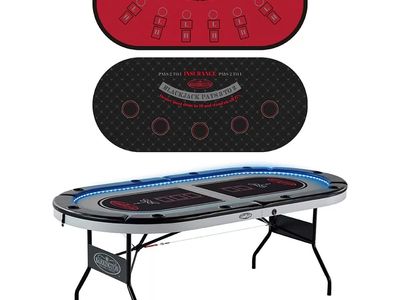 MD Sports Barrington PK100Y24011 10-Player Poker/Blackjack Table with LED Lights 1740654 #98850