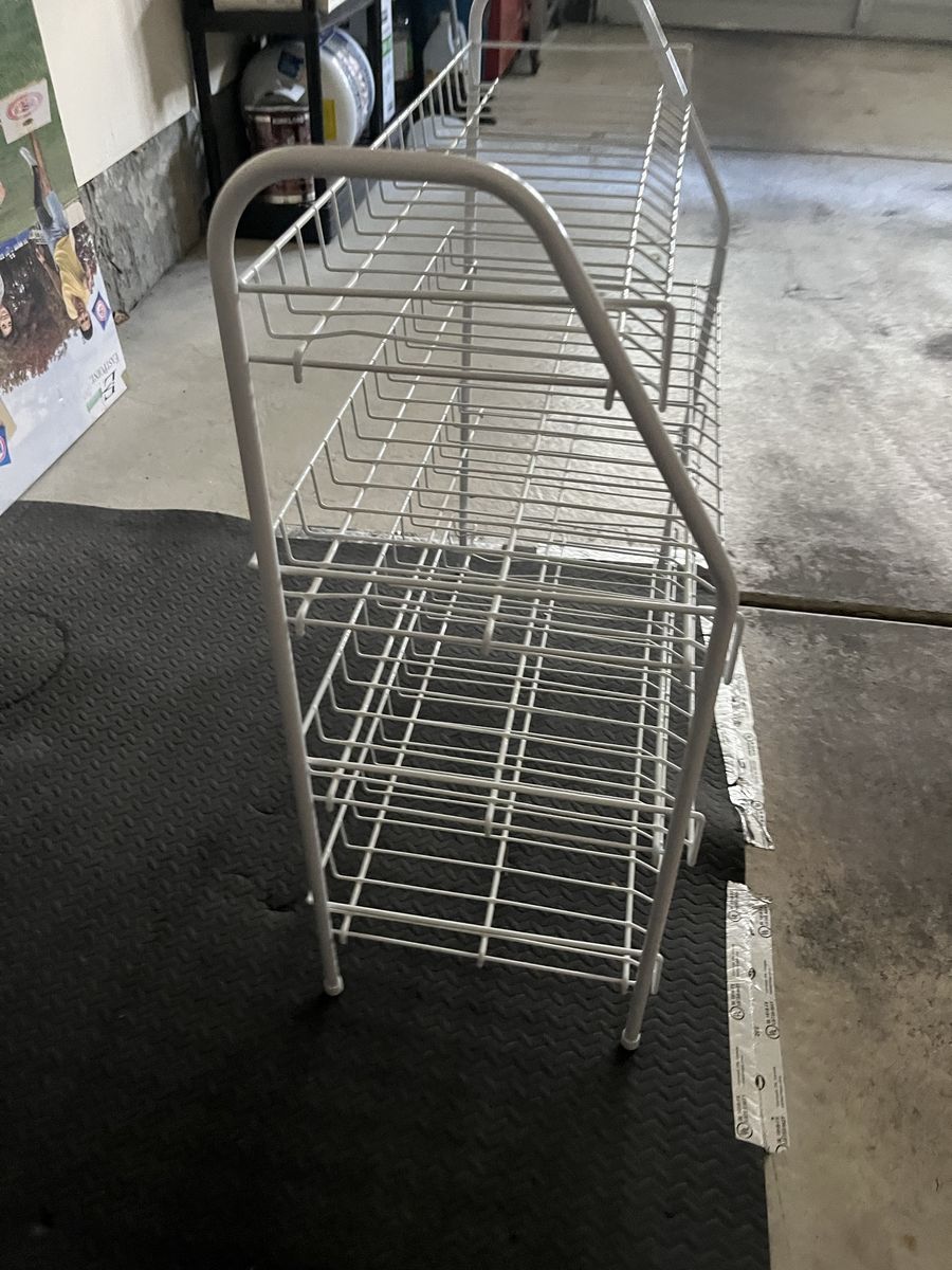 White Wire Metal 4-Tier Shoe  Rack
