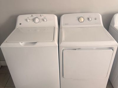 GE Top Load Washer & Hotpoint Electric Dryer Set - White