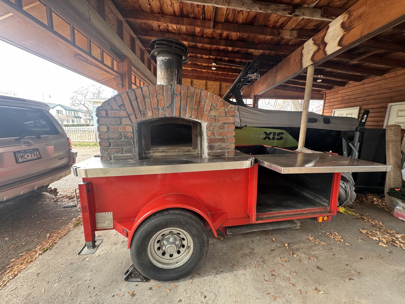 Commercial 48 inch Woodfire pizza oven trailer