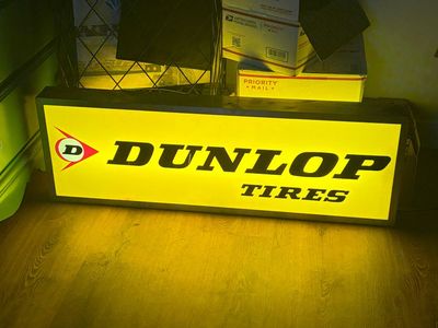 Vintage Dunlop Tires Illuminated Sign - Double Sided - WORKS!