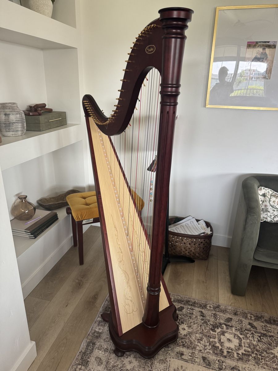 Salvi Ana Deluxe Lever Harp - Mahogany with Gold Levers