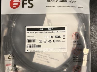 FS 25G SFP28 Direct Attach Copper Twinax Cable (2m/7ft) S2B-PC02 Data Center