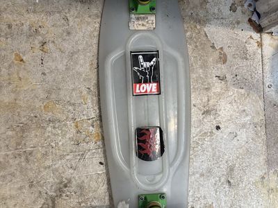 Penny Australia Plastic Cruiser Skateboard - Glow in the Dark / White with Green Trucks