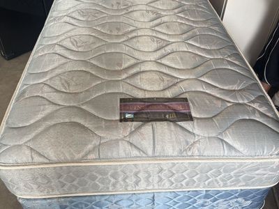 Sealy Spine Control III Twin Mattress and Box Spring and metal frame complete twin bed $80