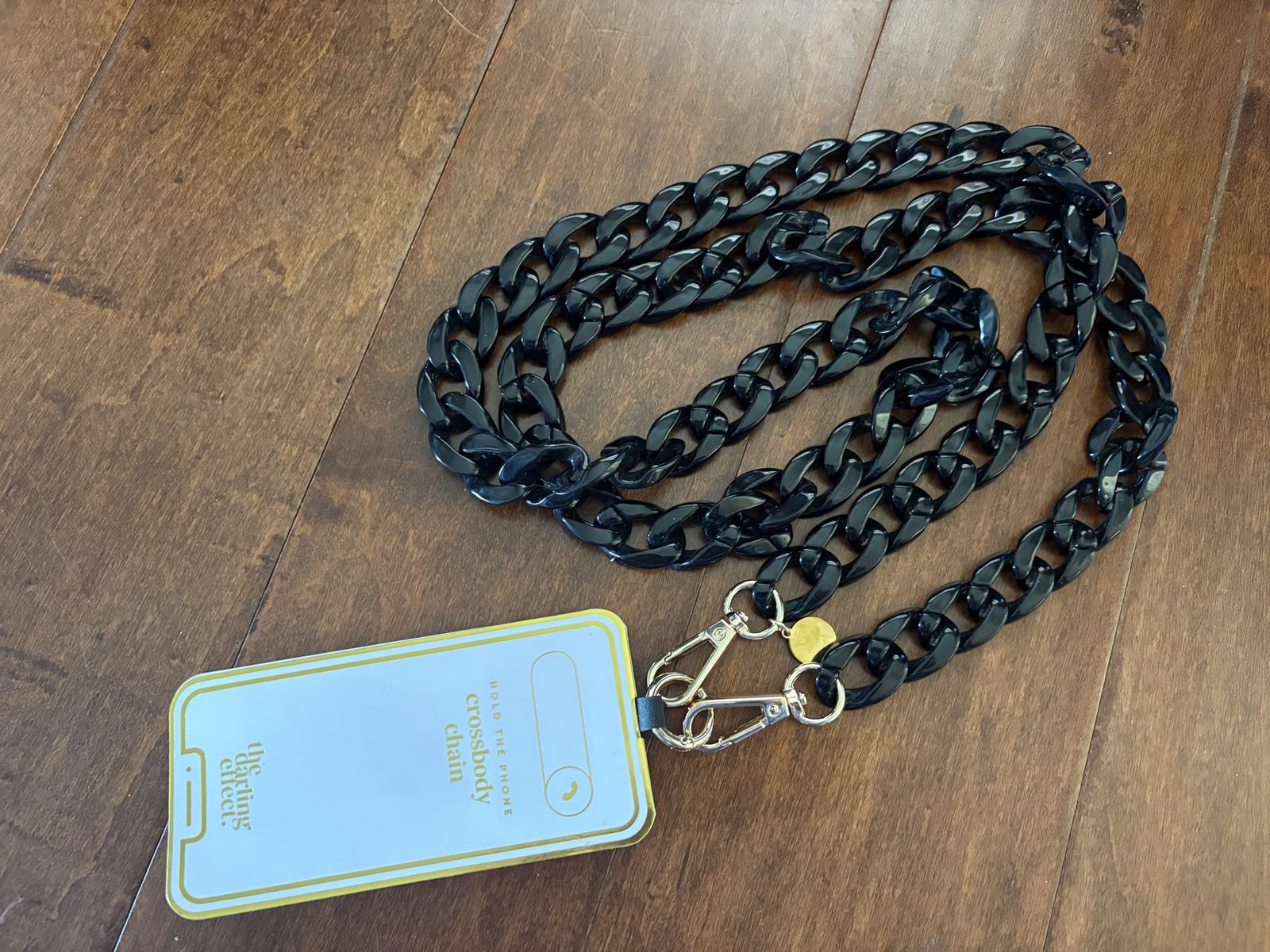 New Black Chunky Chain Crossbody Phone Holder